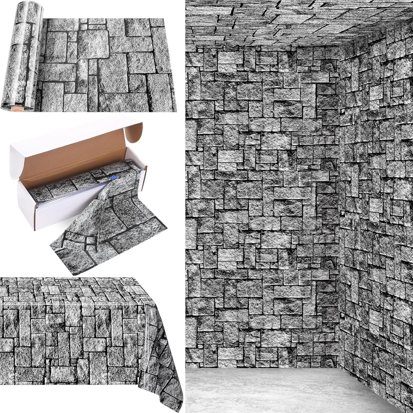 200 Ft x 54 Inch Stone Wall Tablecloth Roll for Events