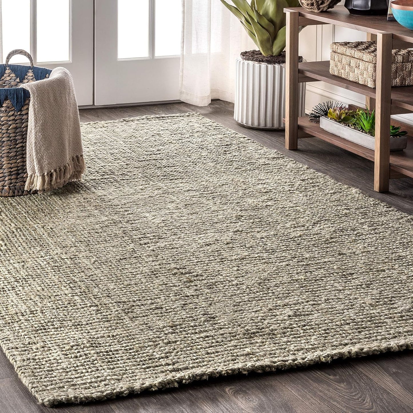Hand Woven Chunky Jute Gray Indoor Area Rug for Any Room