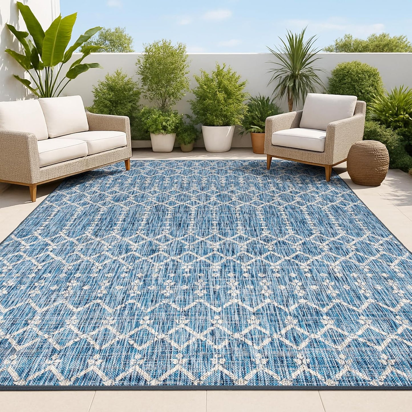 JONATHAN Y Moroccan Geometric Indoor Outdoor Area Rug 5X8
