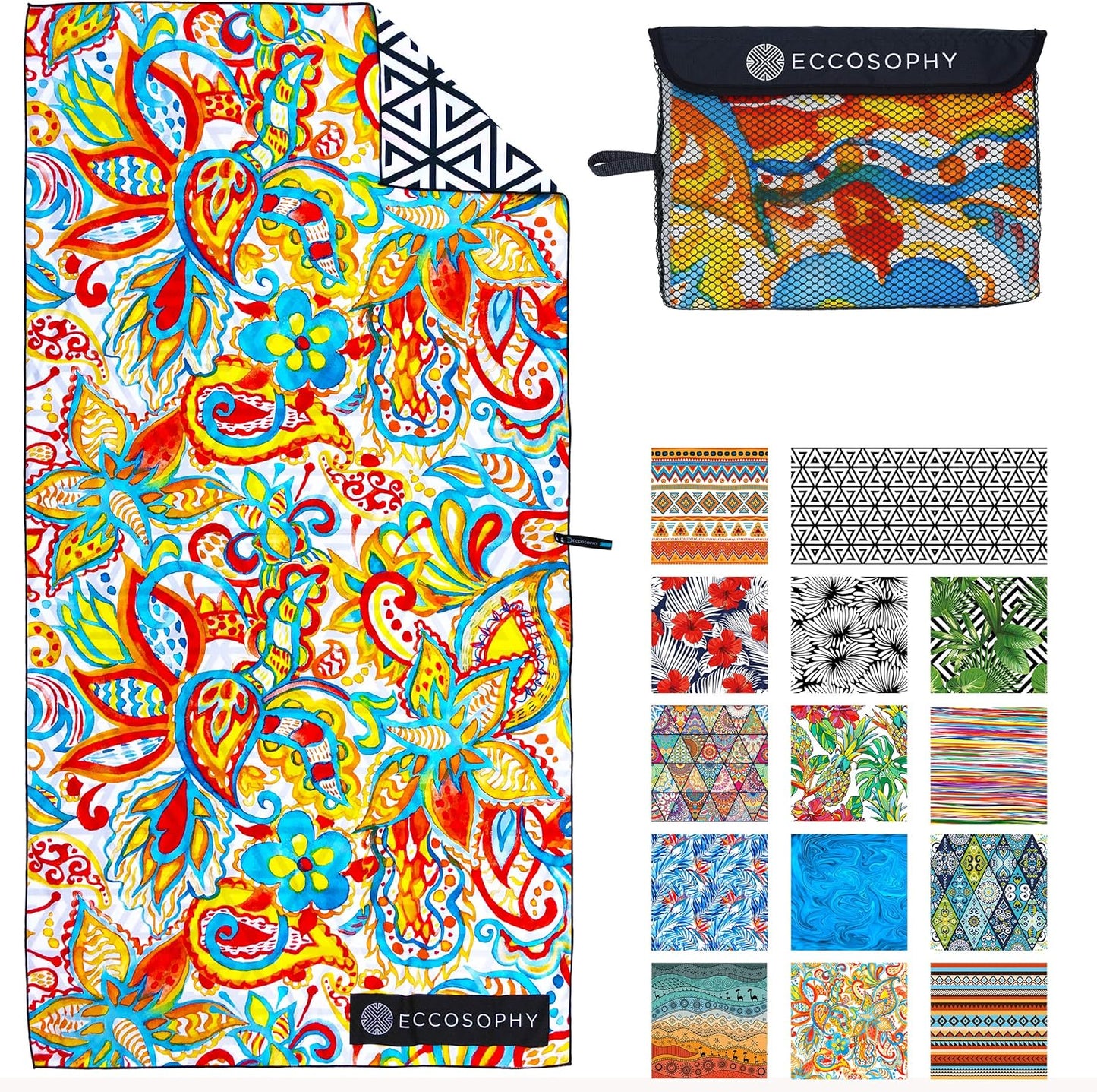 ECCOSOPHY Microfiber Beach Towel - Sand Free Quick Dry Towel