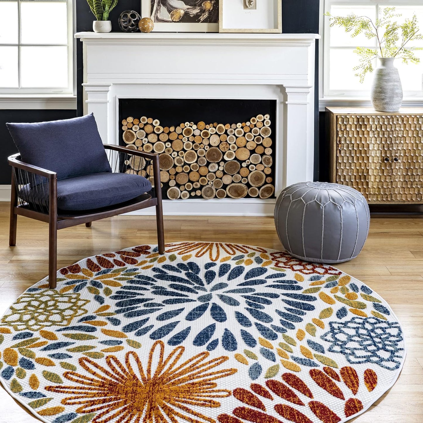 nuLOOM Monique Floral Indoor/Outdoor Area Rug, 8ft Round, Multi