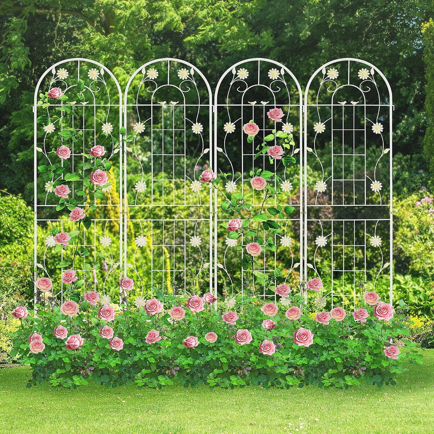Rustic Iron Arch Garden Trellis for Climbing Plants and Vines