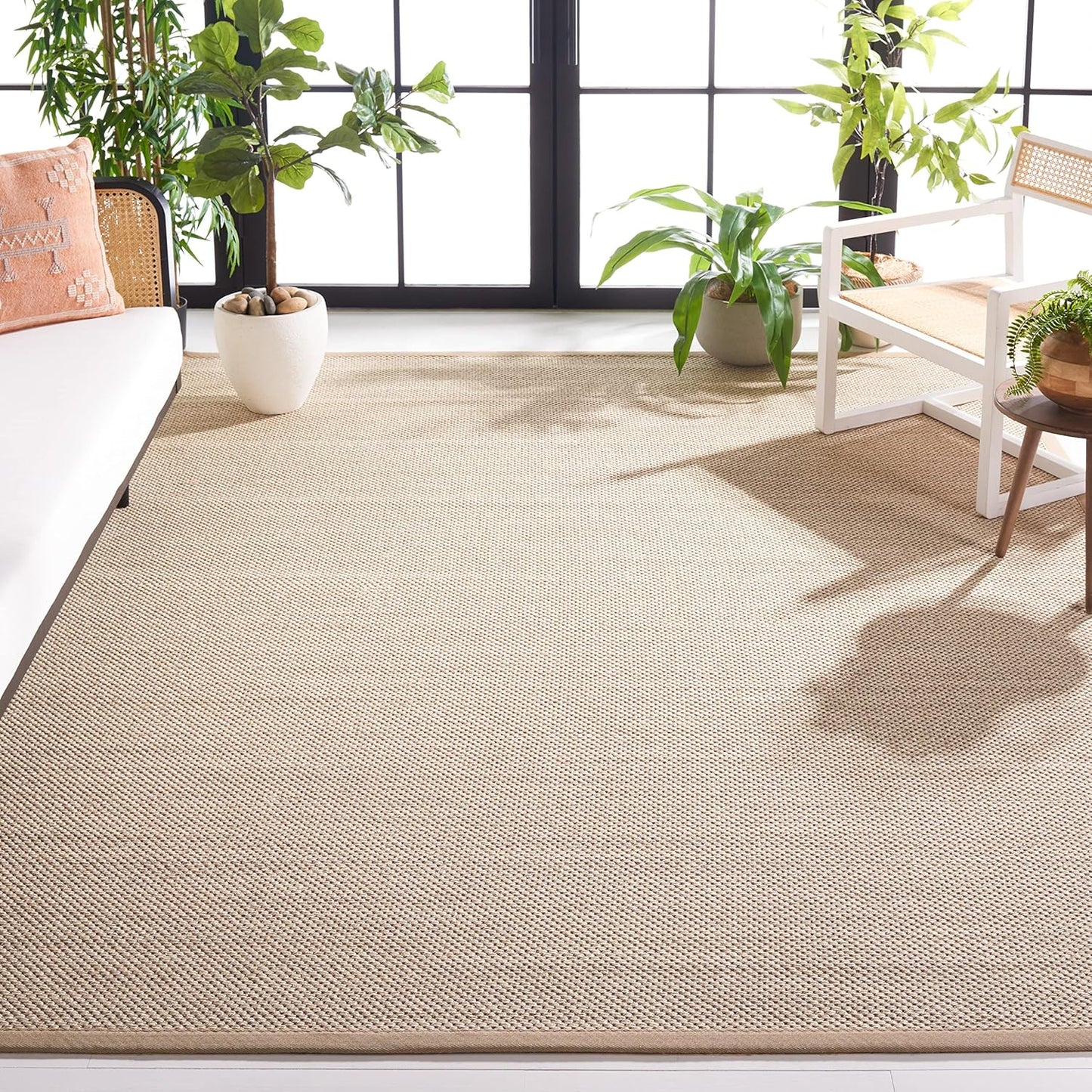 Natural Fiber Area Rug 10ft Square - Marble & Linen Color