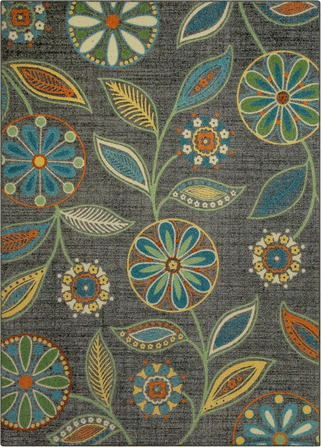Reggie Floral Area Rugs for Living Room & Bedroom, 5 x 7 Multi