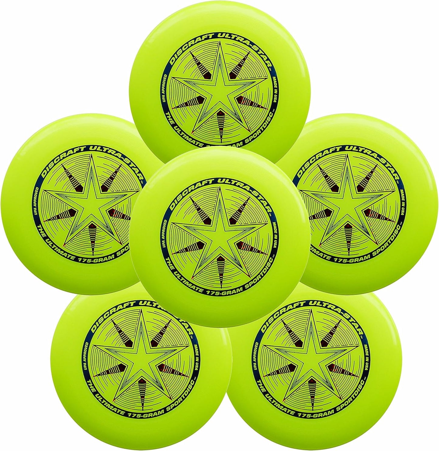 Discraft 175g Ultimate Frisbee (6 Pack) - Yellow Fun!