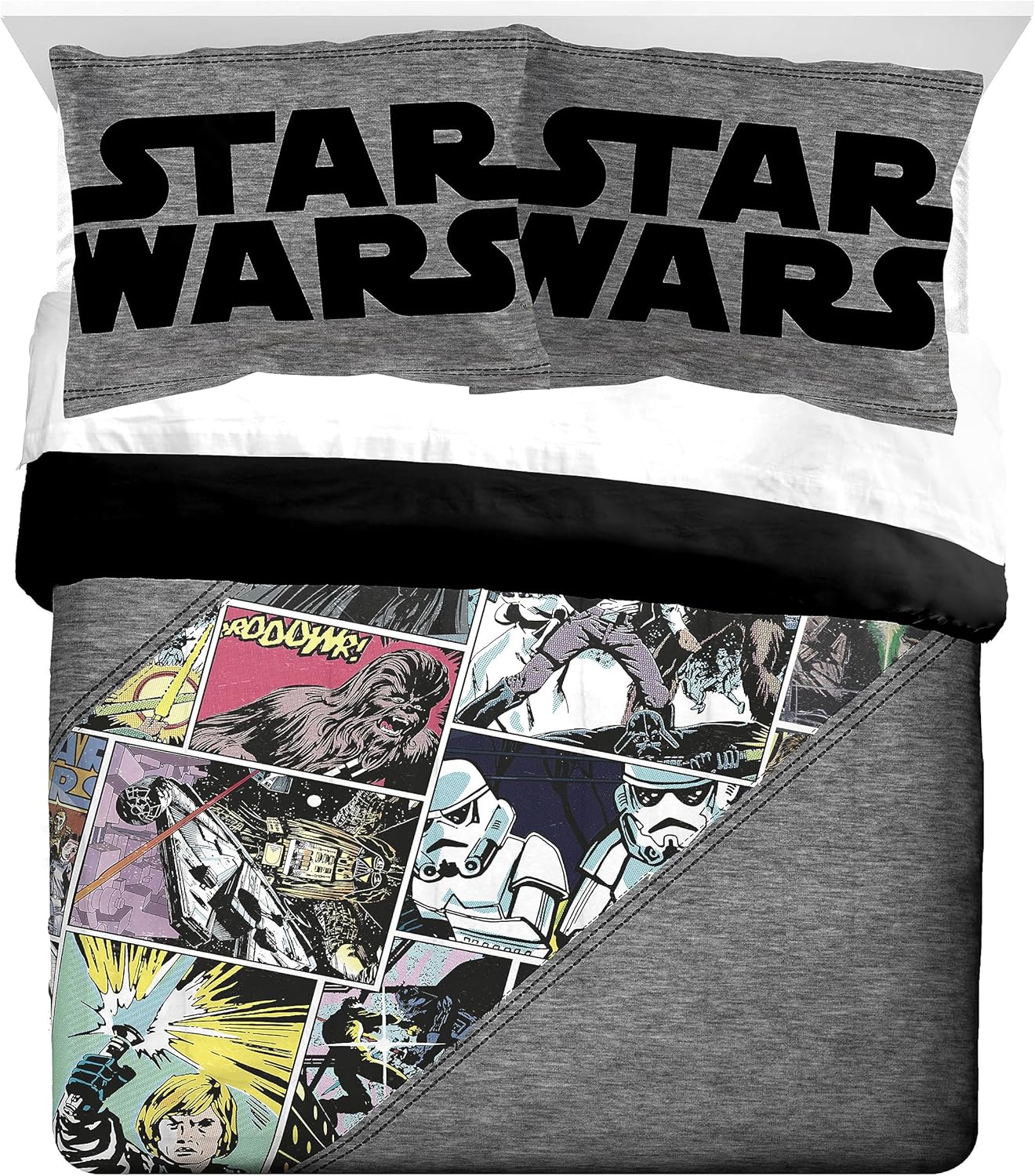 Star Wars Comic Queen Comforter & Sham Set for Kids Bedding