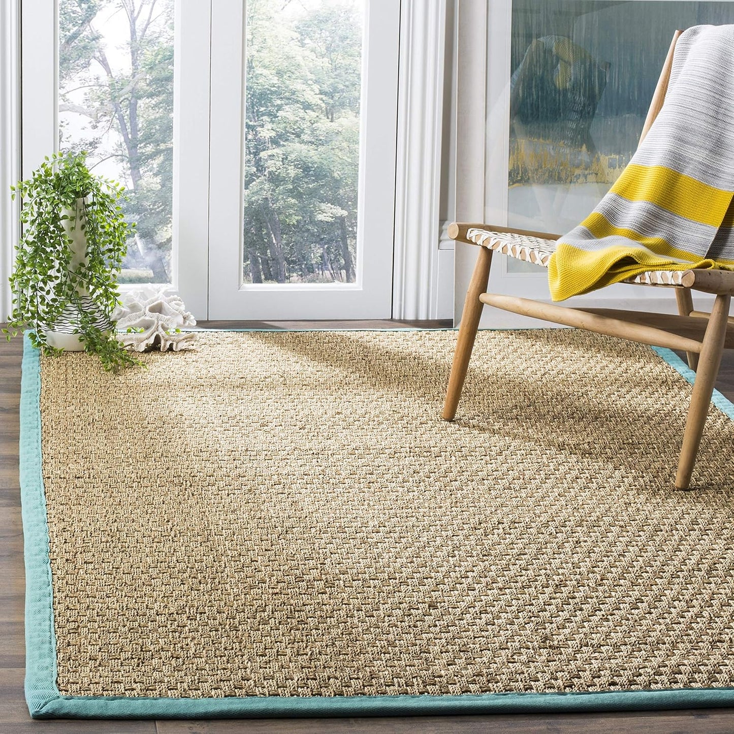 Natural Fiber Area Rug 9x12 - Seagrass Basketweave Design