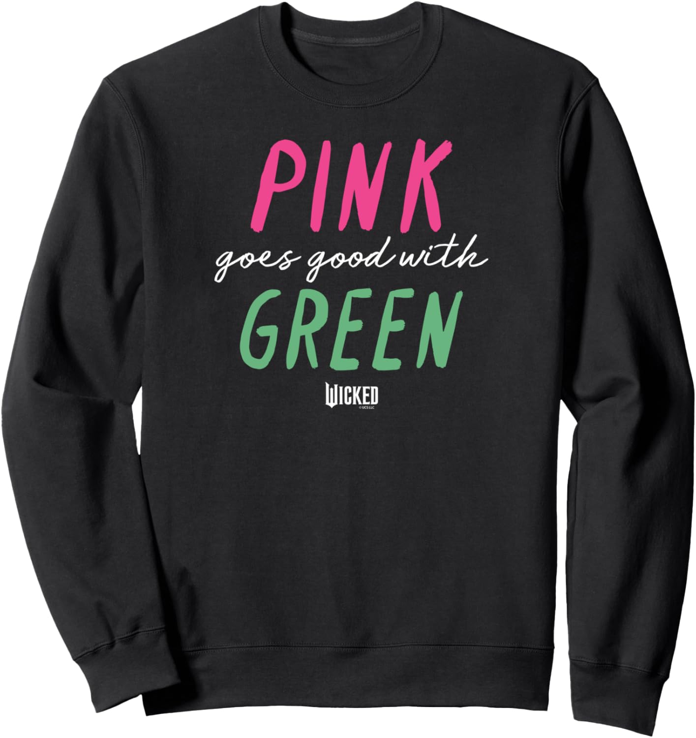 Vibrant Pink Accentuates Green Sweatshirt