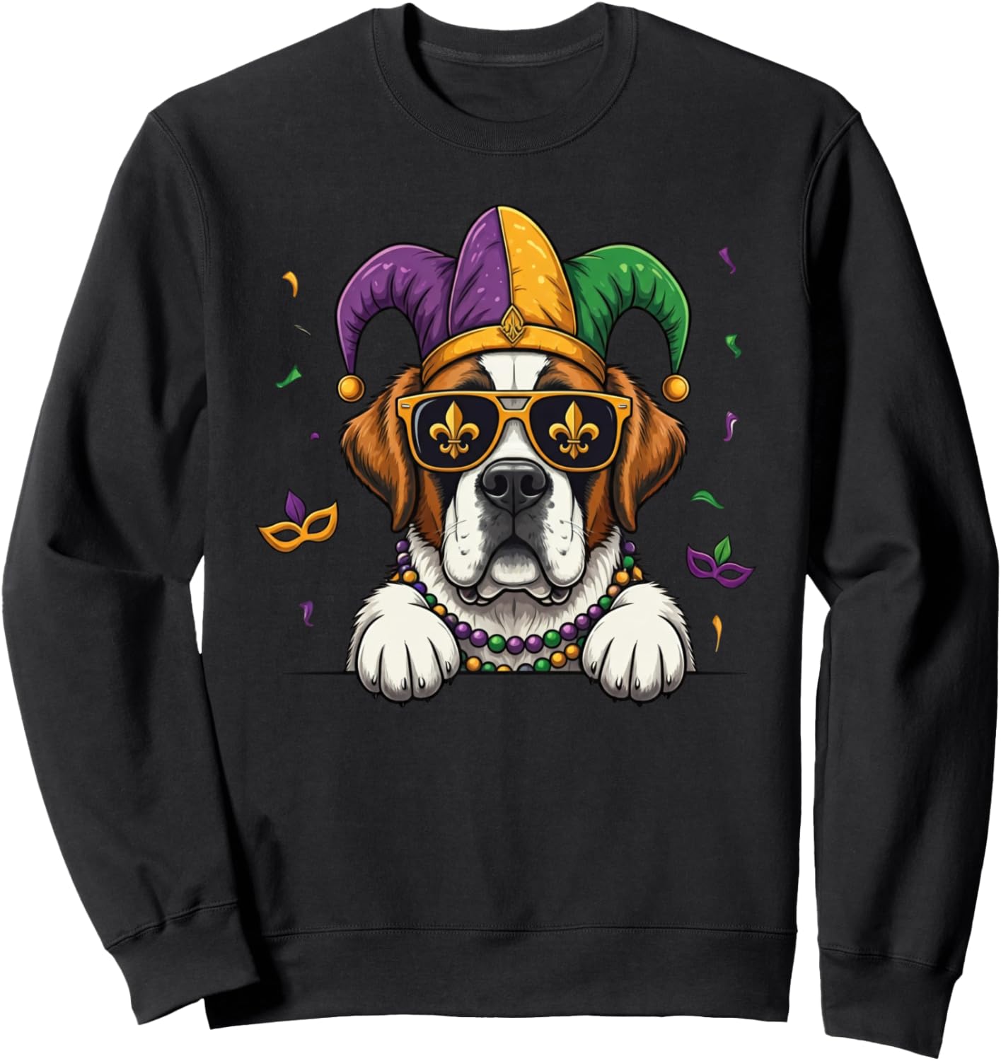Mardi Gras Saint Bernard Sweatshirt for Dog Lovers