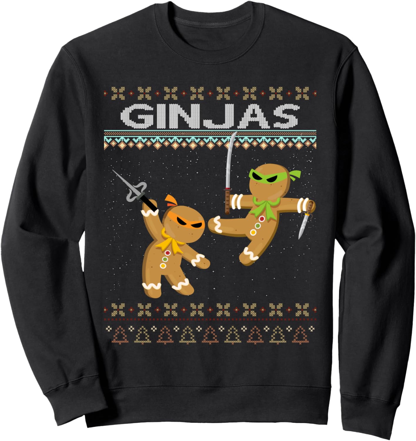 Funny Ginjas Gingerbread Ninjas Ugly Christmas Sweatshirt