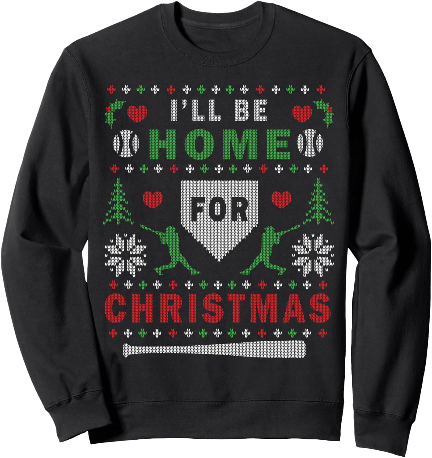 I'll Be Home Baseball Ugly Christmas Sweatshirt
