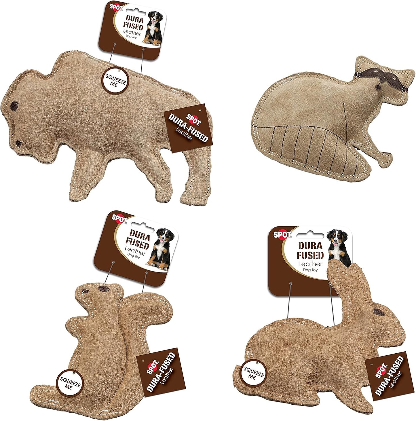 Durable Leather Dog Toys Bundle with Squeakers for Fun Play