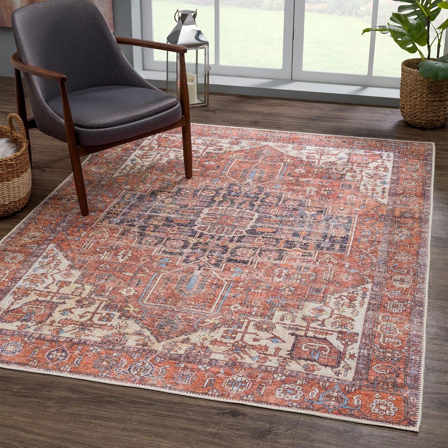 Bloom Rugs Washable 8ft x 10ft Traditional Area Rug for Home