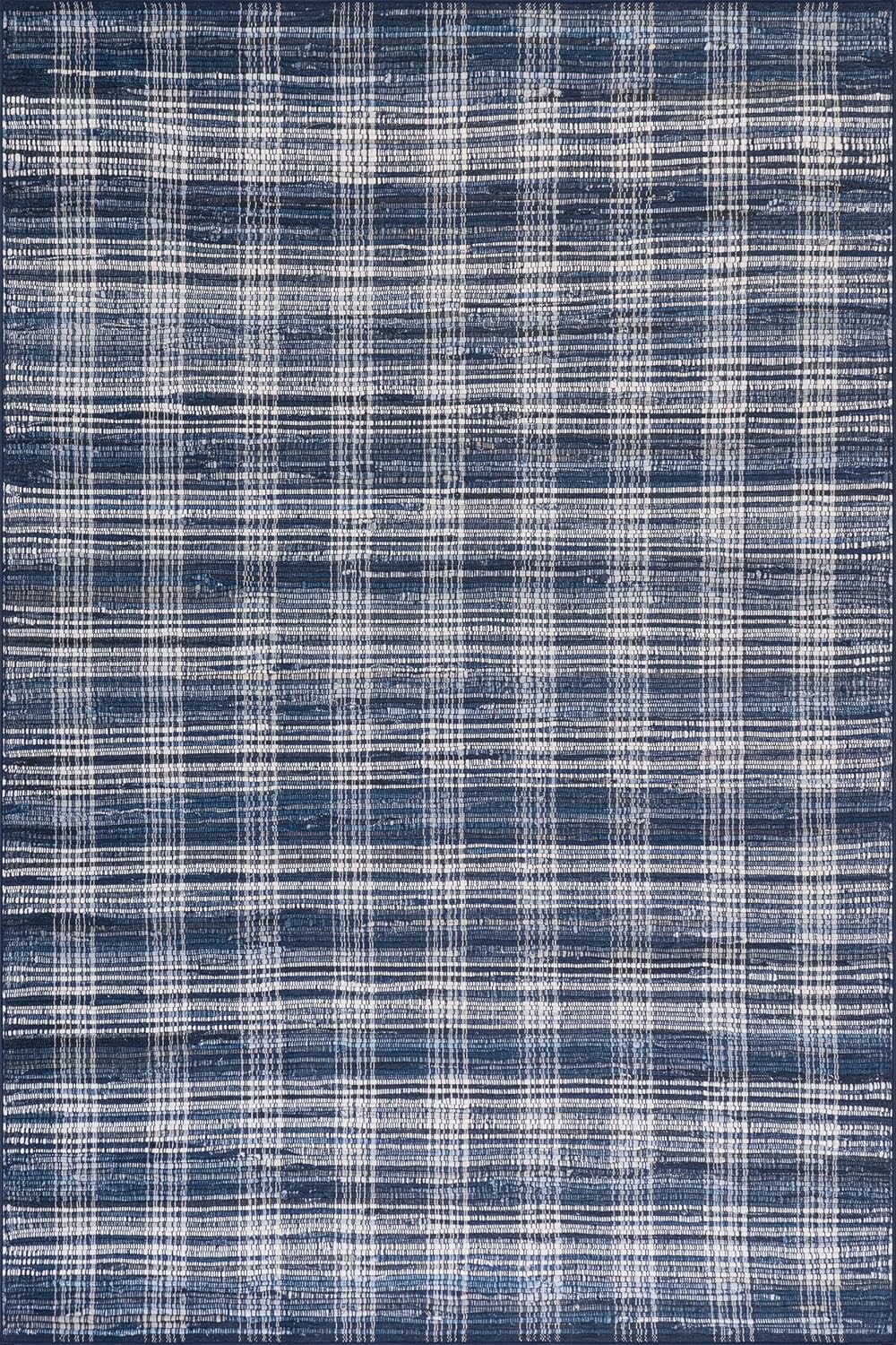 Denim Plaid Blue Machine Washable Rug, 6 X 9 Feet for Home