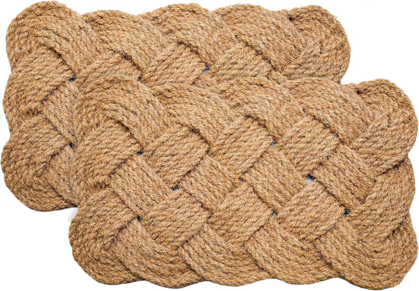 Natural Jute Rope Woven Doormat Set of 2 for Entryways