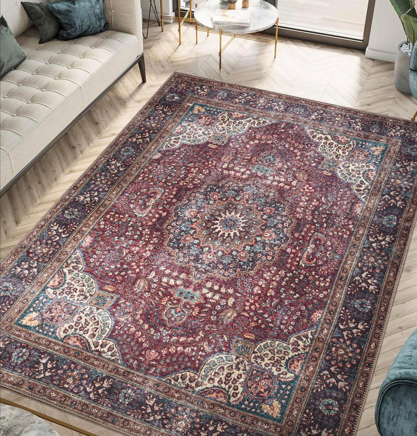 Keen Home Design 9x12 Rug - Vintage Machine Washable Area Rug