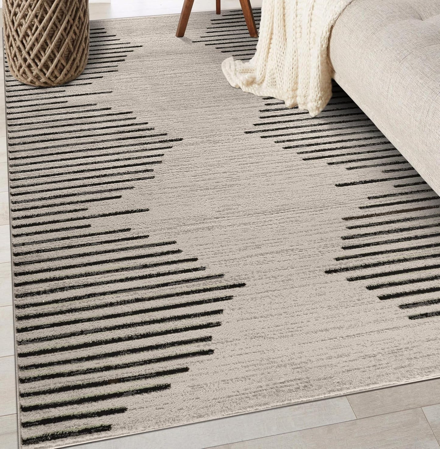 Rugshop Bohemian Stripe Area Rug for High Traffic Spaces