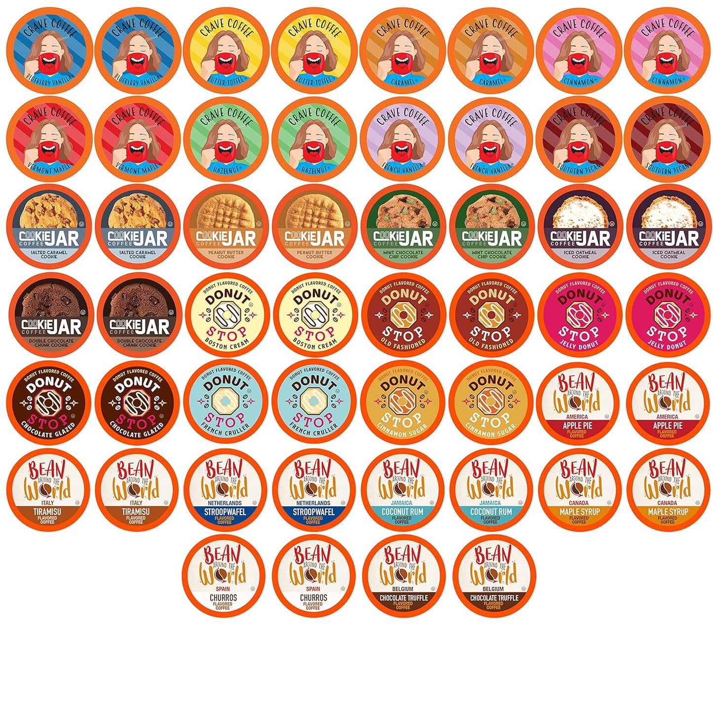 Flavored Coffee Pod Sampler | 52 Count Variety Pack