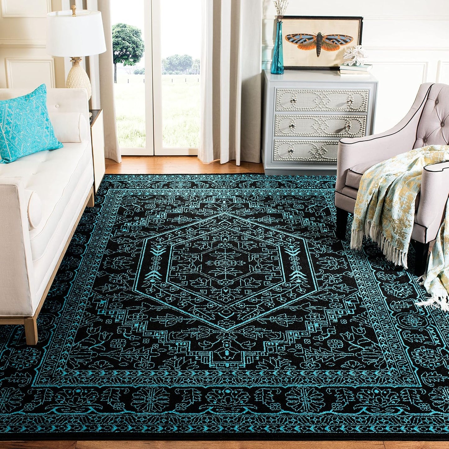 SAFAVIEH Adirondack Area Rug - Stylish Black & Teal Design
