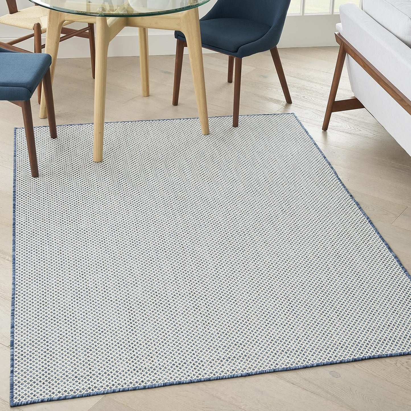 Nourison Courtyard Indoor/Outdoor Area Rug in Ivory Blue 6ft x 9ft