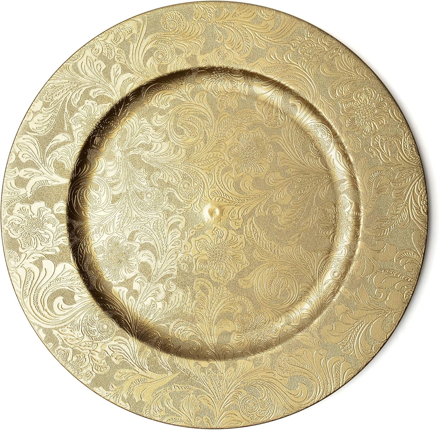 Chateau Fine Tableware - Gold Floral Charger Plates Set - Elegant Chargers for Every Occasion