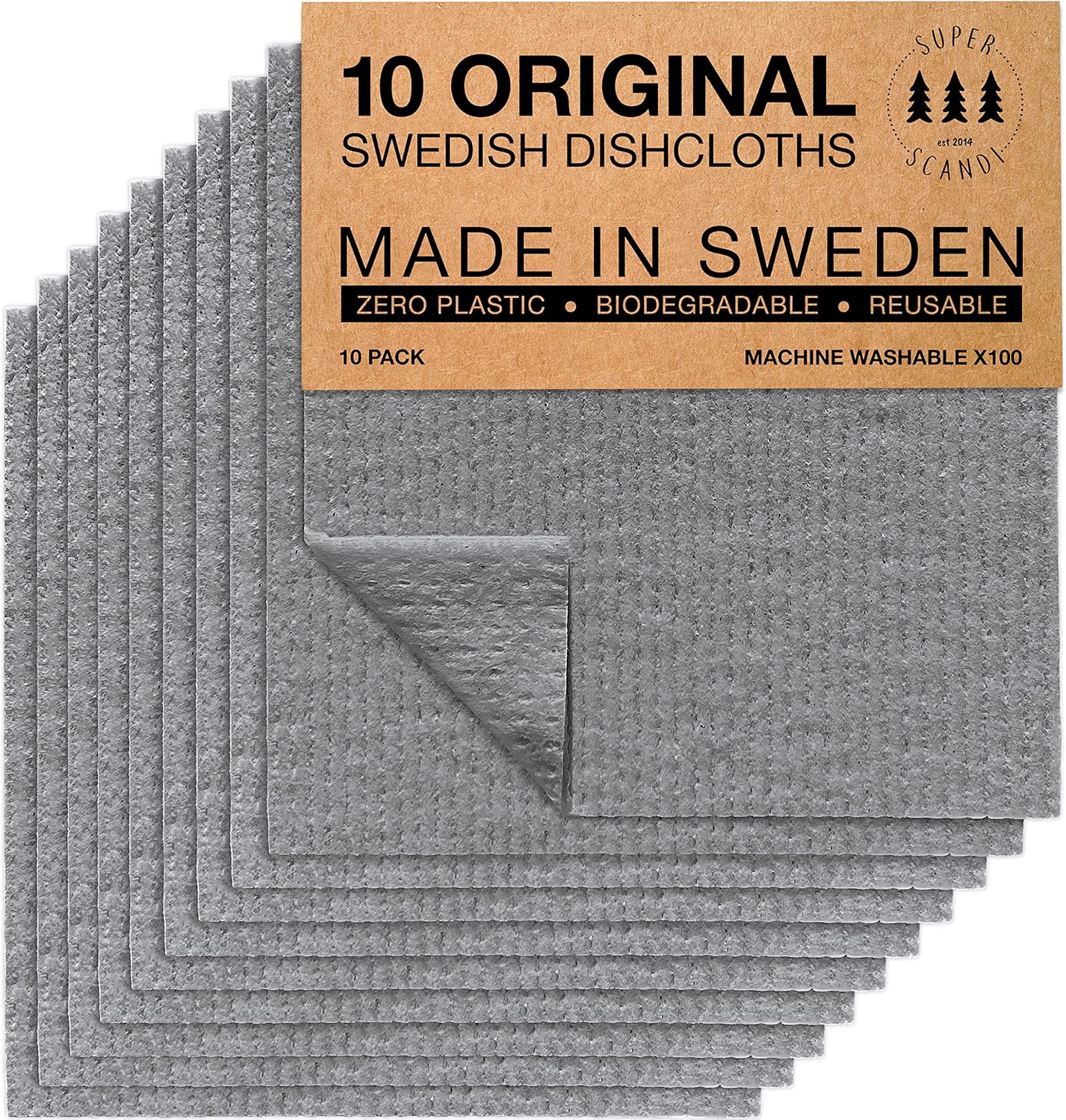 10 Pack Biodegradable Swedish Dishcloths - Eco-Friendly Kitchen Essential!