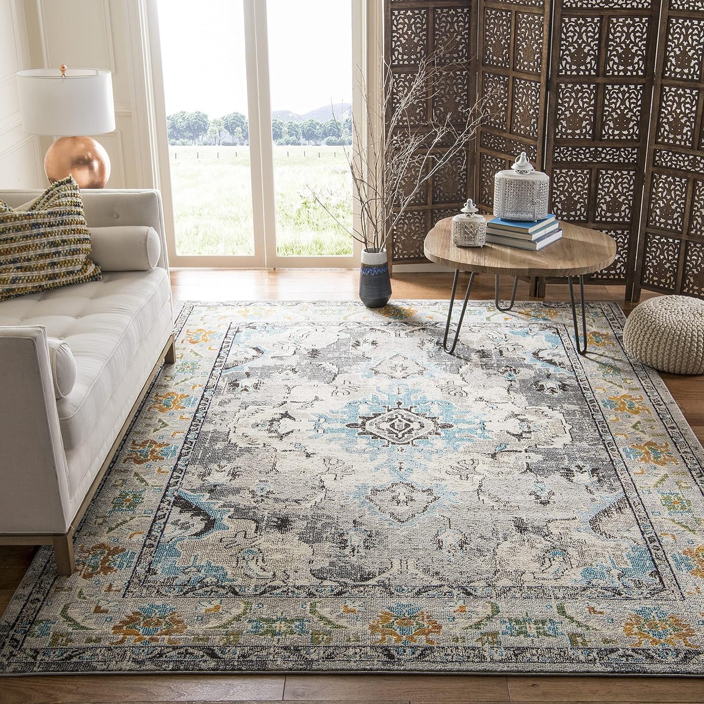 SAFAVIEH Monaco Collection Area Rug - Boho Chic Design in Grey
