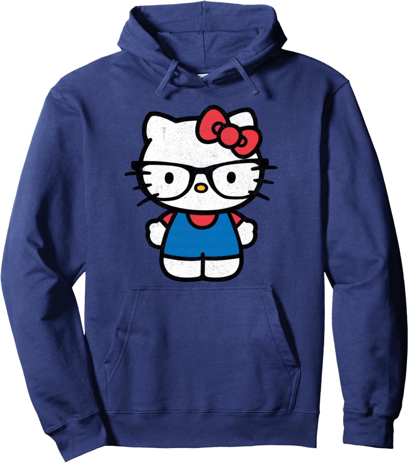 Hello Kitty Distressed Nerd Glasses Pullover Hoodie for Fans