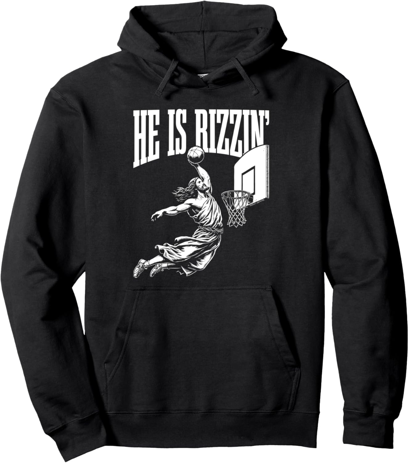 Rizzin Funny Jesus Basketball Hoodie