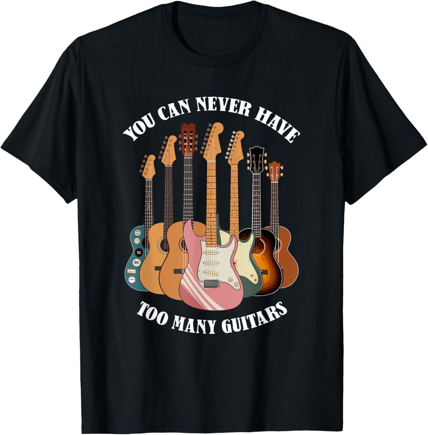 Musical Guitar Lovers Unisex T-Shirt | Black, Acoustic & Electric