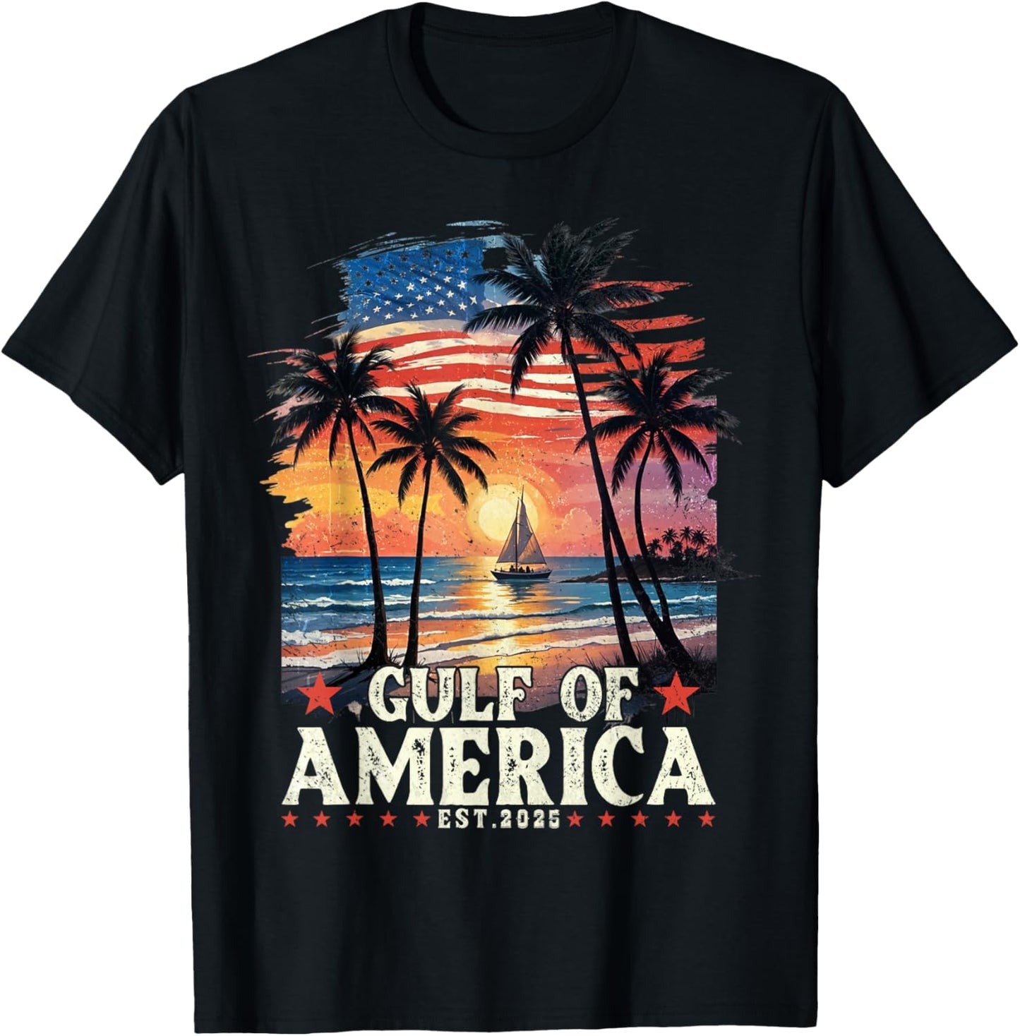 Vintage American Flag Beach Tee - Gulf Vibes