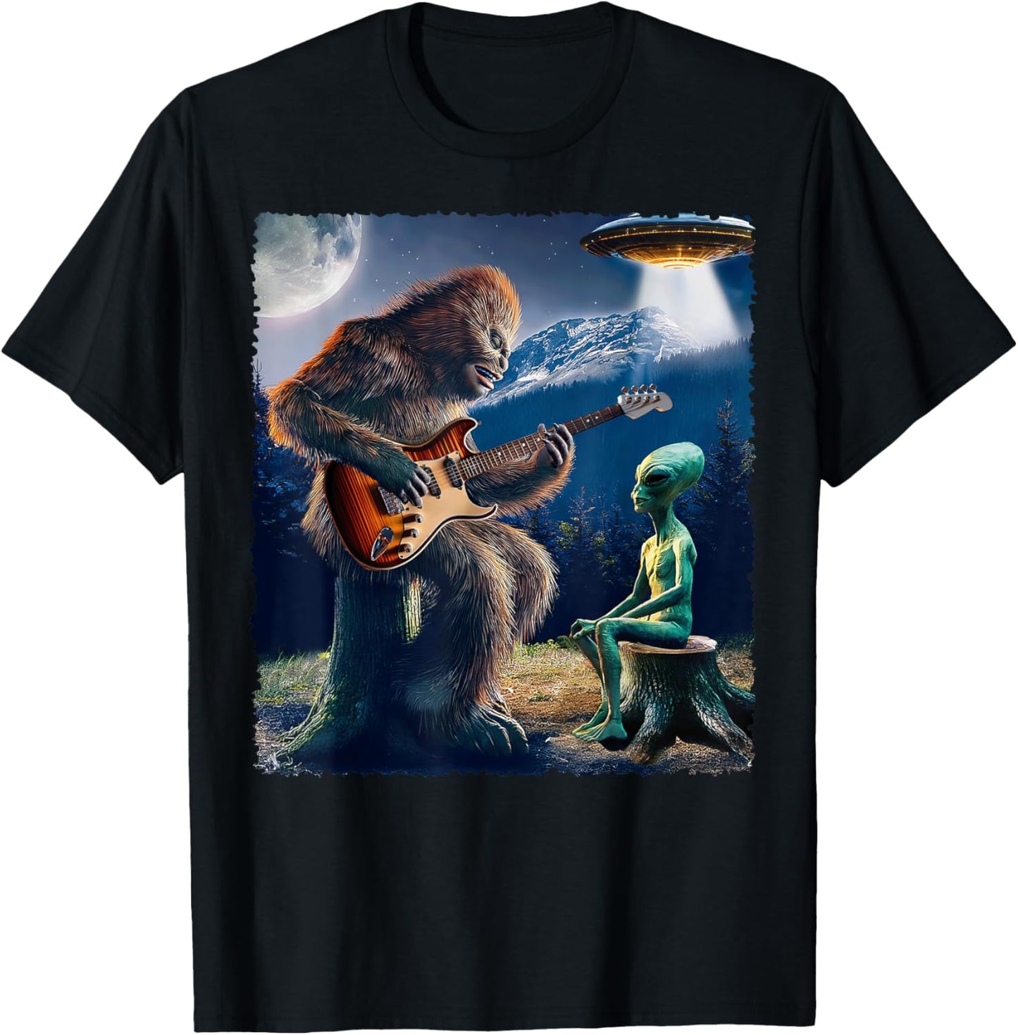 Musician Bigfoot Alien UFO Tee