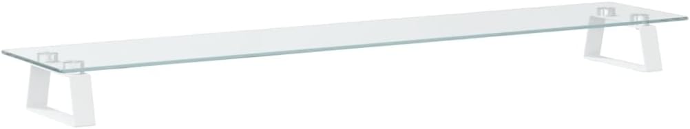 vidaXL White Tempered Glass & Metal Monitor Stand for Ergonomics