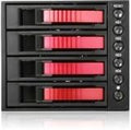 iStarUSA 3x5.25 to 4x3.5 SATA Cage - Red tray handle