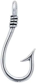 Sterling Silver Fish Hook Pendant - Compact Nature-Inspired Jewelry