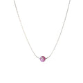 Pink Opal Bead Necklace for Women - Sterling Silver 16in+2in