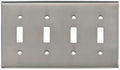 Switch Hits Satin Nickel Outlet Wall Plate 4 Toggle - Hand-Polished