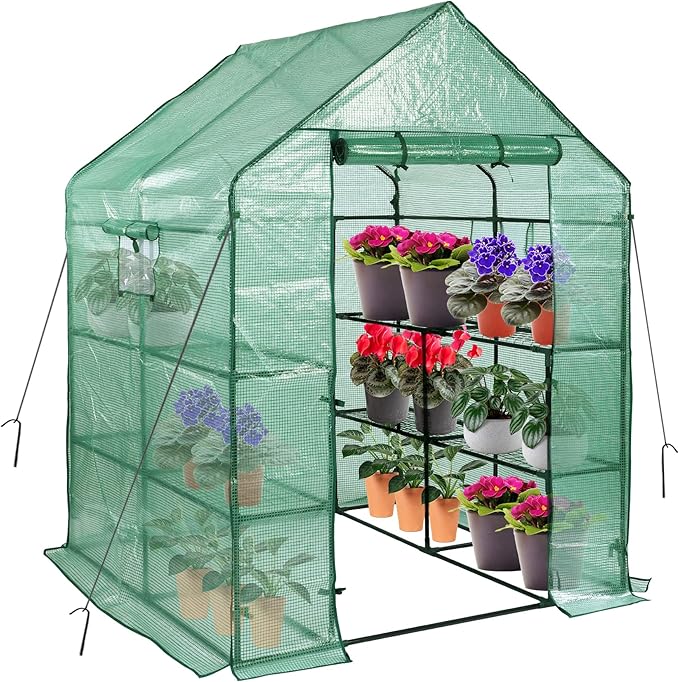 Portable Wind-Resistant Greenhouse - PE Fabric, 2 Mesh Windows, 56x56x78 - SV SCOOL VALUE