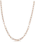 14k Rose Gold 3mm Paper Clip Link Necklace - Elegant Jewelry