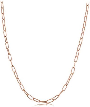 14k Rose Gold 3mm Paper Clip Link Necklace - Elegant Jewelry
