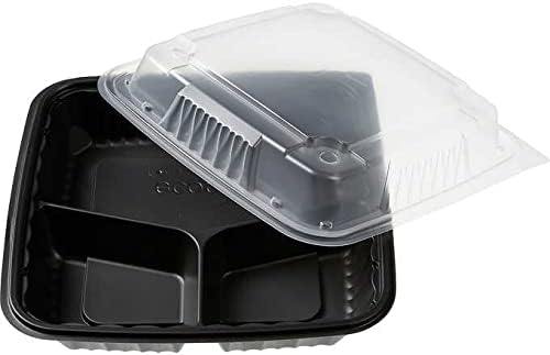 3 Compartment Tray with Translucent Vented Lid - 150 Pack