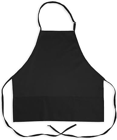 KNG 3 Pocket Adjustable Bib Apron Pack of 60, 27 in Black