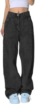 Vintage Wide Leg Denim Jeans for Women - Baggy High Waist Fit