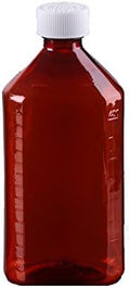 Pharmacy Oval Bottle Amber 16 oz with CR Caps Included - Secure
