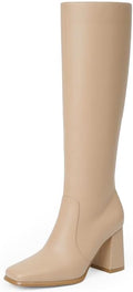 Knee High Boots for Women Square Toe Chunky Heel Tall Boot - 3.35in