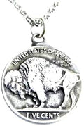 Authentic 1936 Buffalo Indian Nickel coin necklace pendant - wearable
