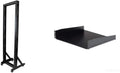 2-Post 42U Mobile Open Frame Server Rack and 2U Shelf - Space-Saving