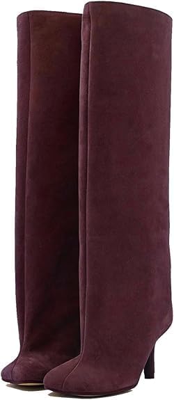 Knee High Boots for Women Faux Suede Wide Calf Stylish Design