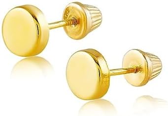 Hoberta Real 14k Solid Round Yellow Gold Tiny Circle Studs