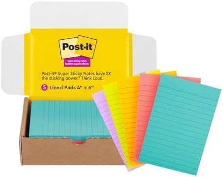 Post-it Super Sticky Lined Notes 4x6 for Ultimate Organization